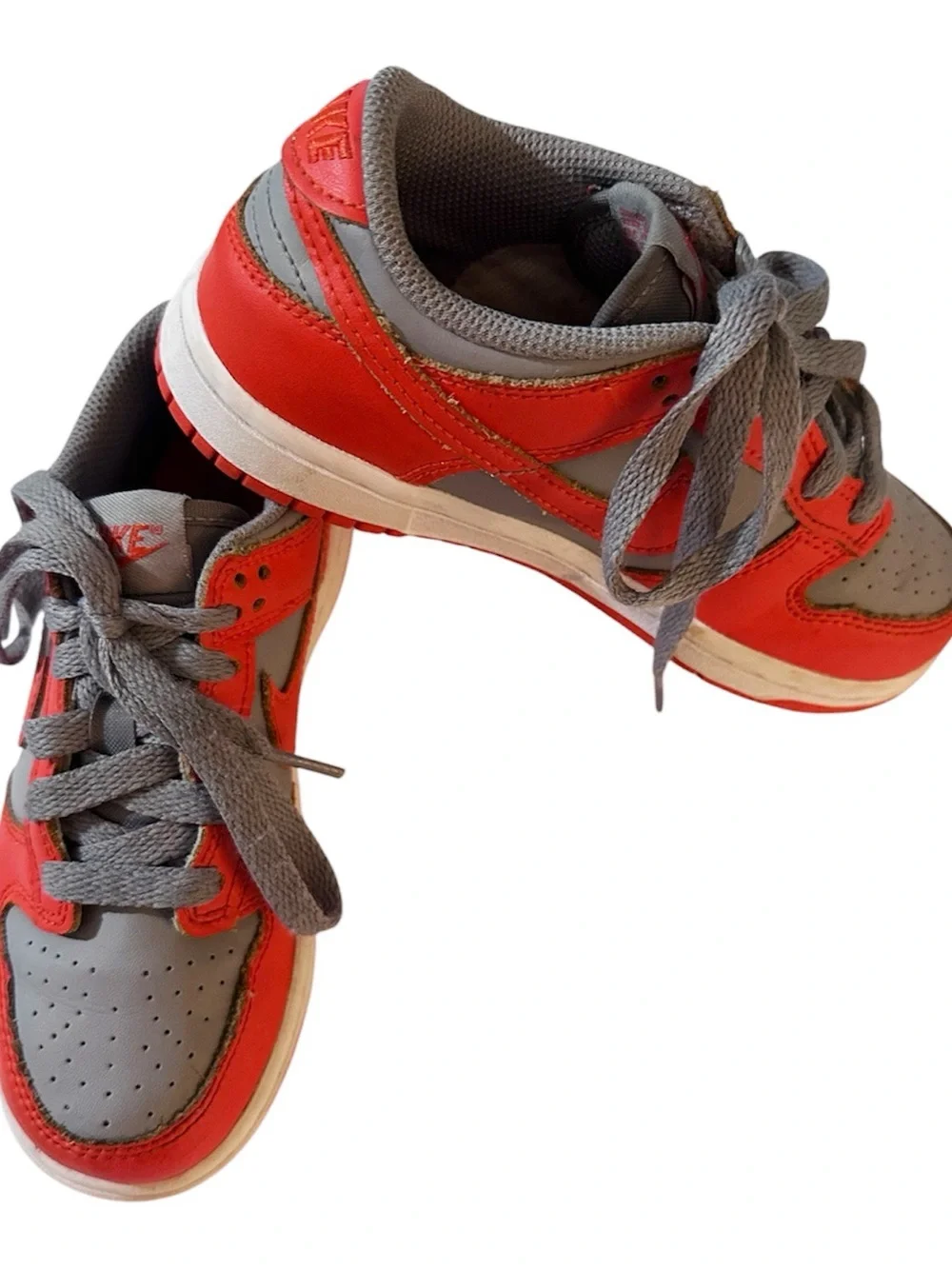 NIKE Dunk Low Retro Kids Unisex  Orange and Gray Sneakers Size 12C
